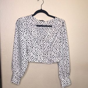 Cream shirt with black dots